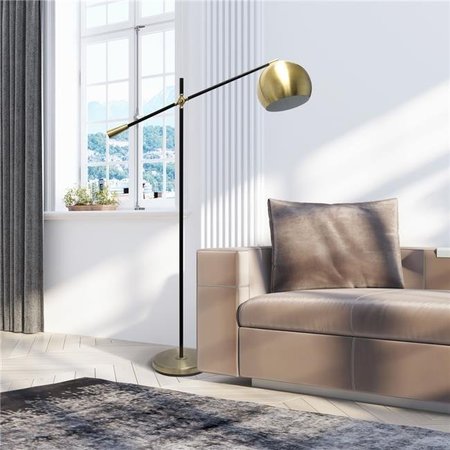 ALL THE RAGES All the Rages LF1024-ABS Elegant Designs Matte Black Pivot Arm Floor Lamp; Antique Brass LF1024-ABS